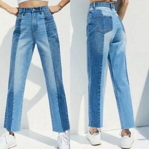 Pacsun Jeans Size 26 Button Fly Two Tone Cotton High Rise Straight Raw Hem
